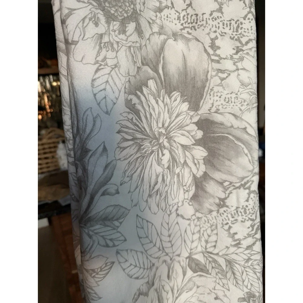 RARE IKEA Alvine Lander Curtains 100% Cotton Grey Floral Toile 4 Panels 40